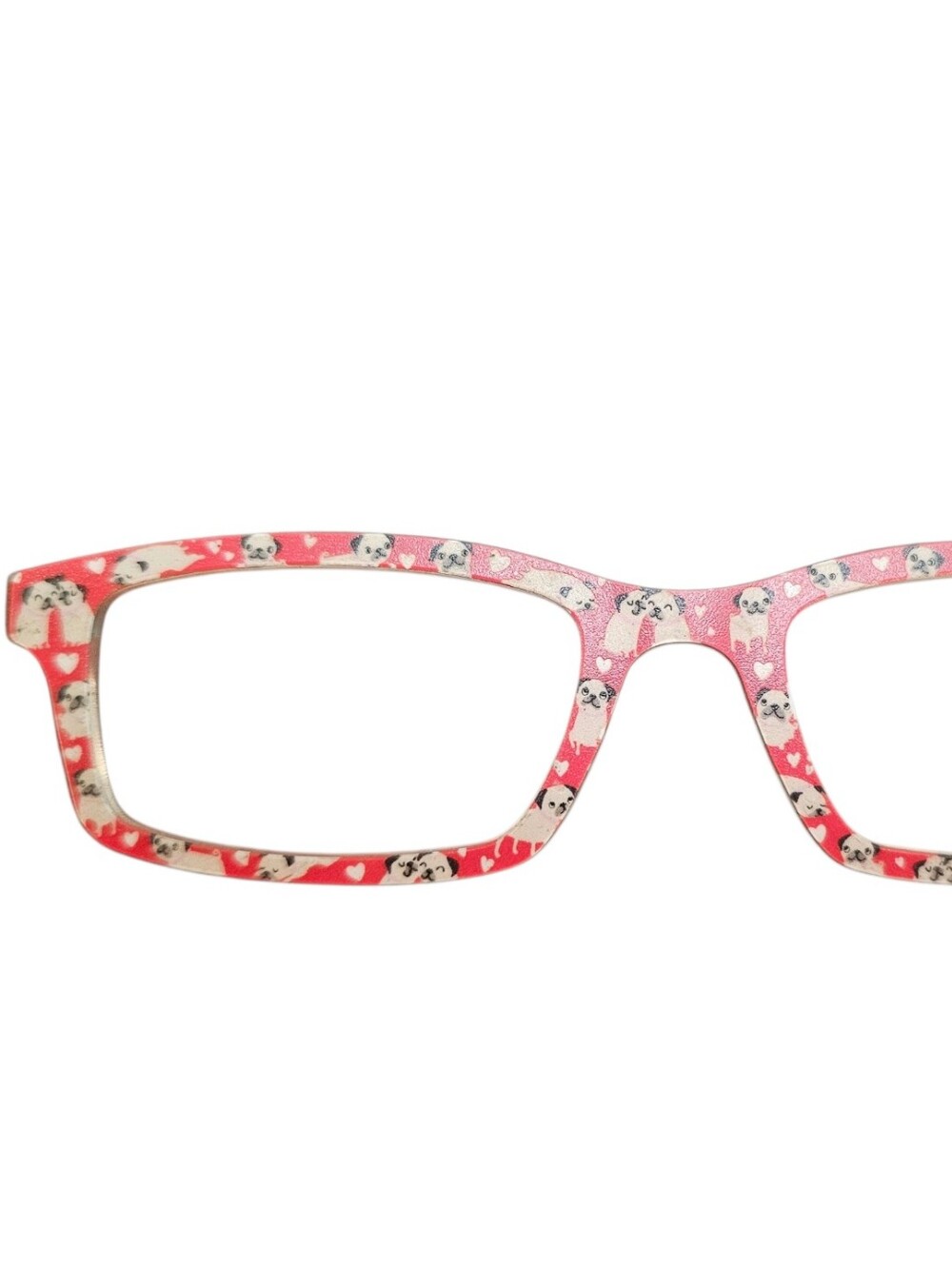 Kids Red Pug-Print Eyewear Frame — Fun Patterned Glasses
